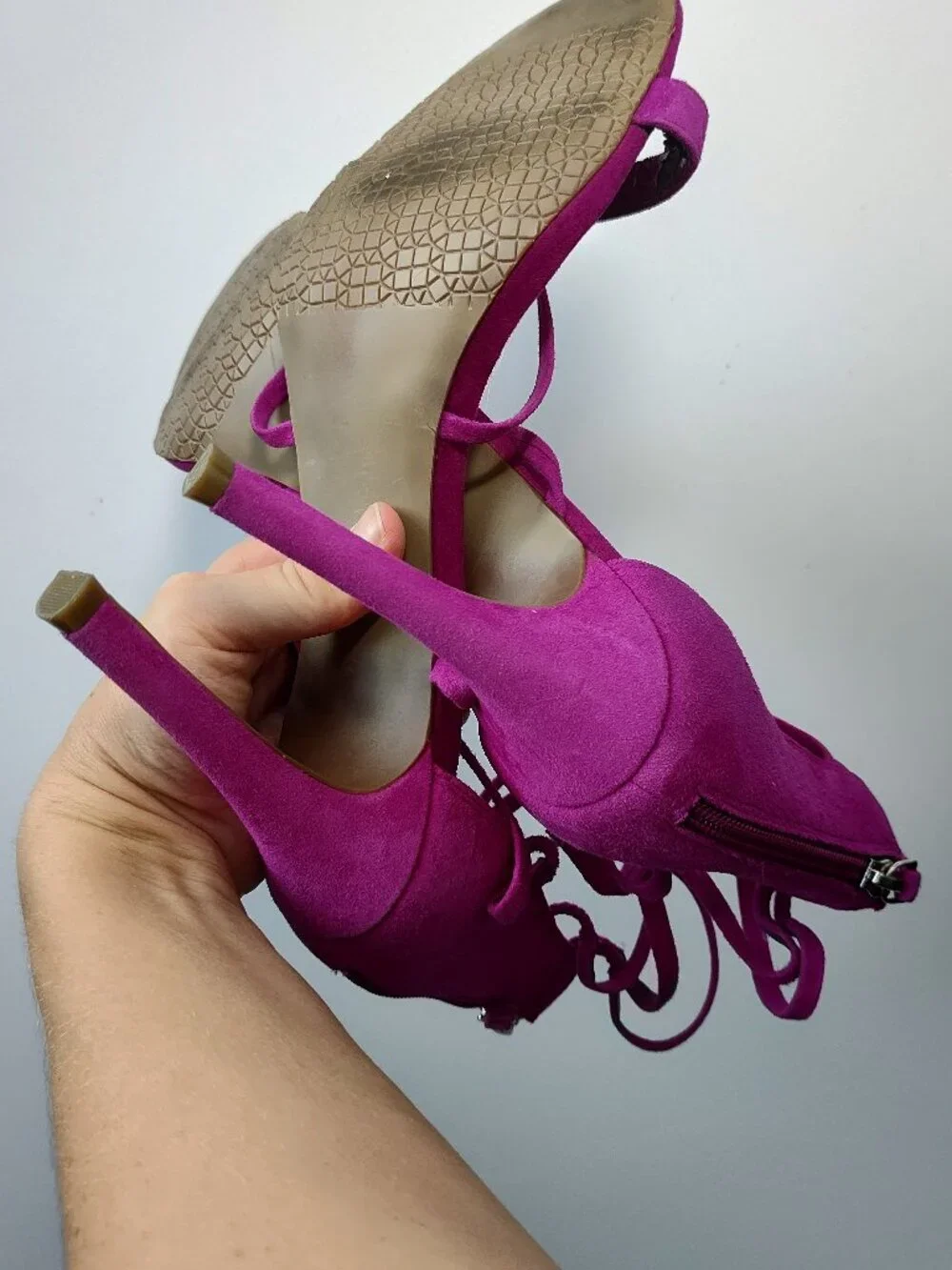 10M dark magenta purple BP Alexy Strappy Suede Sandals high heels shoes women's
